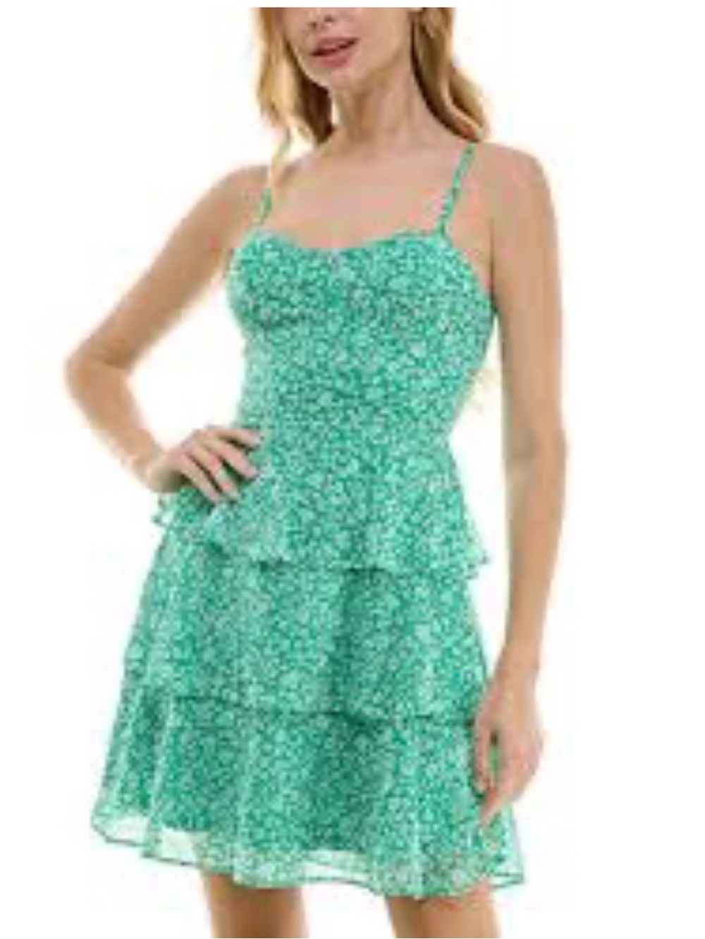 BCX Floral Spaghetti-Strap Mini Dress Fit and Flare Sz XL